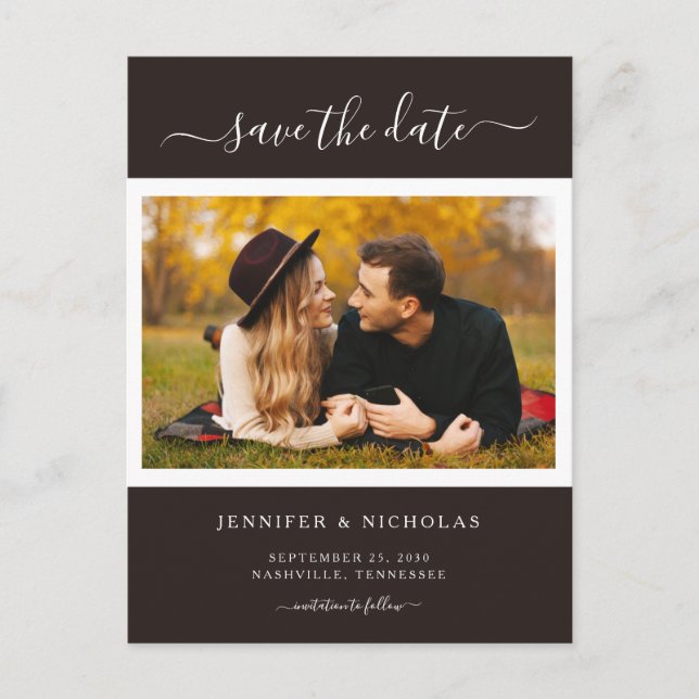 Postal De Anuncios Guardar la Fecha de la Foto Moderna y Elegante (Anverso)