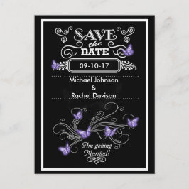 Postal De Anuncios Guardar la fecha de postcard morado mariposas vint