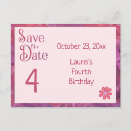 Postal De Anuncios Guardar la fecha del 4º cumpleaños para una niña