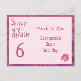 Postal De Anuncios Guardar la fecha del 6º cumpleaños para una niña