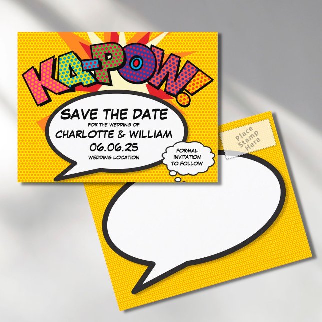 Postal De Anuncios Guardar la fecha del cómic KA-POW Diversión modern (Subido por el creador)