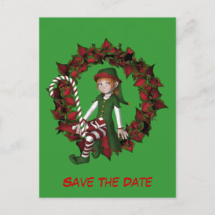 Postal De Anuncios Guardar La Fecha Elf En La Fiesta De Wreath
