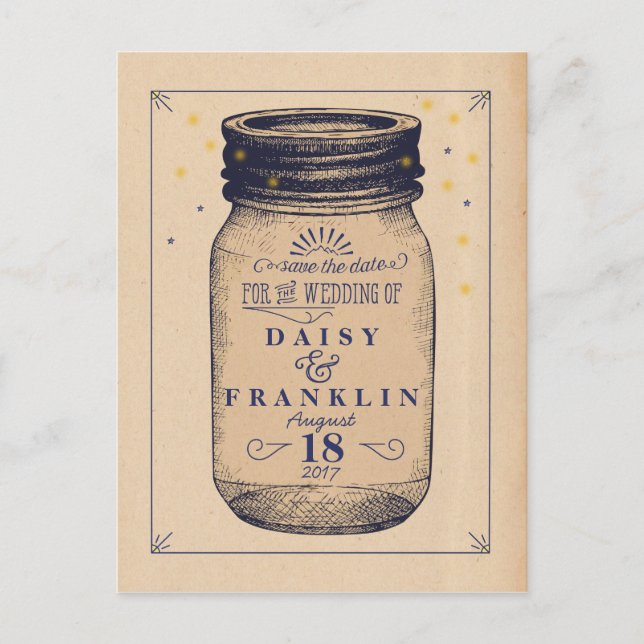 Postal De Anuncios Guardar la fecha en tarro retro - estilo Telegram  (Anverso)