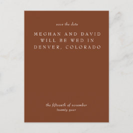 Postal De Anuncios Guardar la Fecha en Terracota Rústica Naranja Quem