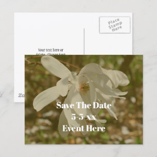 Postal De Anuncios Guardar la fecha Flor de Magnolia Blanca