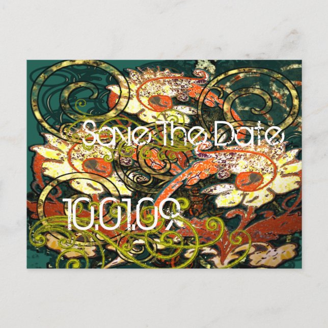 Postal De Anuncios Guardar la Fecha - Floral Deteriorado (Anverso)