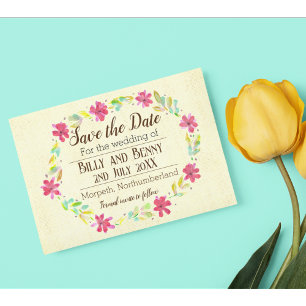 Postal De Anuncios Guardar la fecha floral envejecida