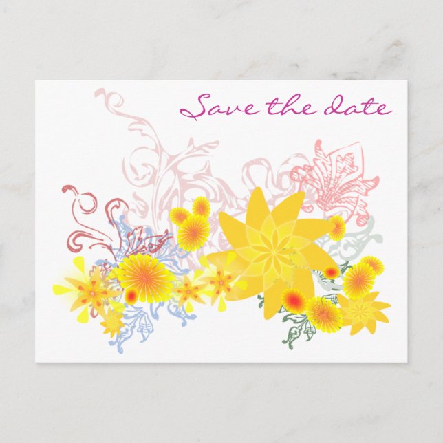 Postal De Anuncios Guardar la Fecha - Flores (Anverso)