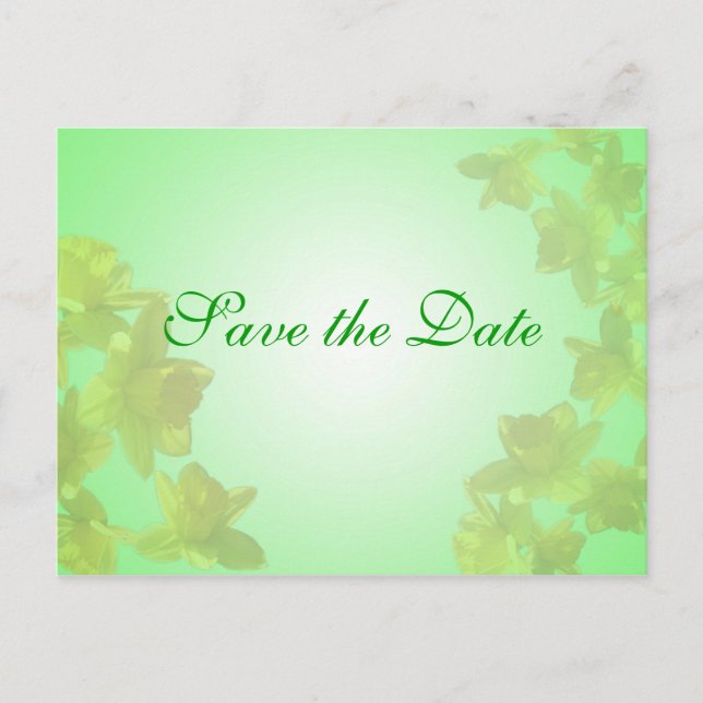 Postal De Anuncios guardar la fecha, flores de tulipán amarillas (Anverso)
