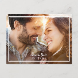 Postal De Anuncios Guardar la Fecha Foto de Boda Chic Dorado Moderno