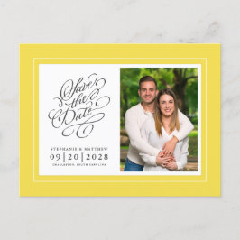 Postal De Anuncios Guardar la Fecha Foto Imagen Amarillo Elegante Bod