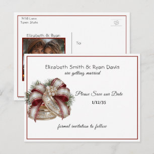 Postal De Anuncios Guardar la fecha Foto personal y anillos de boda