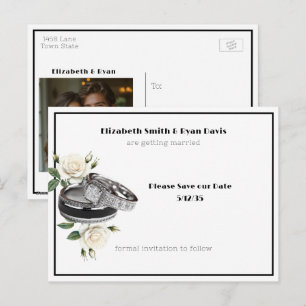Postal De Anuncios Guardar la fecha foto y anillos de boda