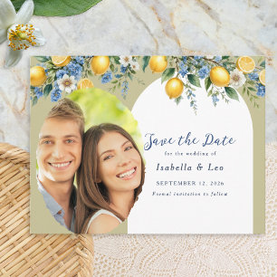 Postal De Anuncios Guardar la fecha Fotografía de boda de limones med