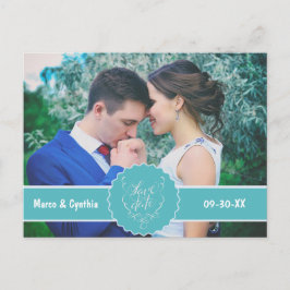 Postal De Anuncios Guardar la fecha fotografía teal