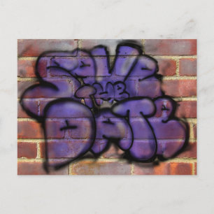 Postal De Anuncios Guardar la Fecha Graffiti