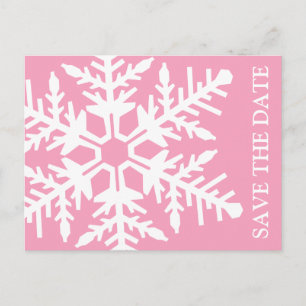 Postal De Anuncios Guardar La Fecha Jumbo Snowflake (Rosa / Blanco)