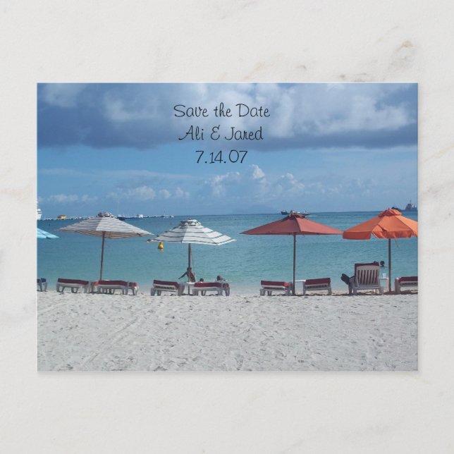 Postal De Anuncios Guardar la fecha - la boda destino de la playa (Anverso)