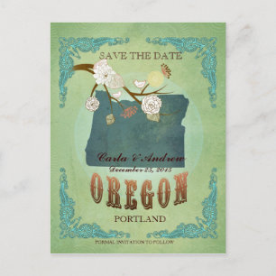 Postal De Anuncios Guardar la fecha - Mapa de Oregon con hermosos páj