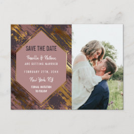 Postal De Anuncios Guardar la fecha moderno de pinceladas de oro y ma