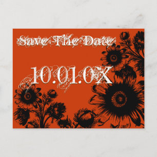 Postal De Anuncios Guardar la fecha - Negro sobre las flores de época