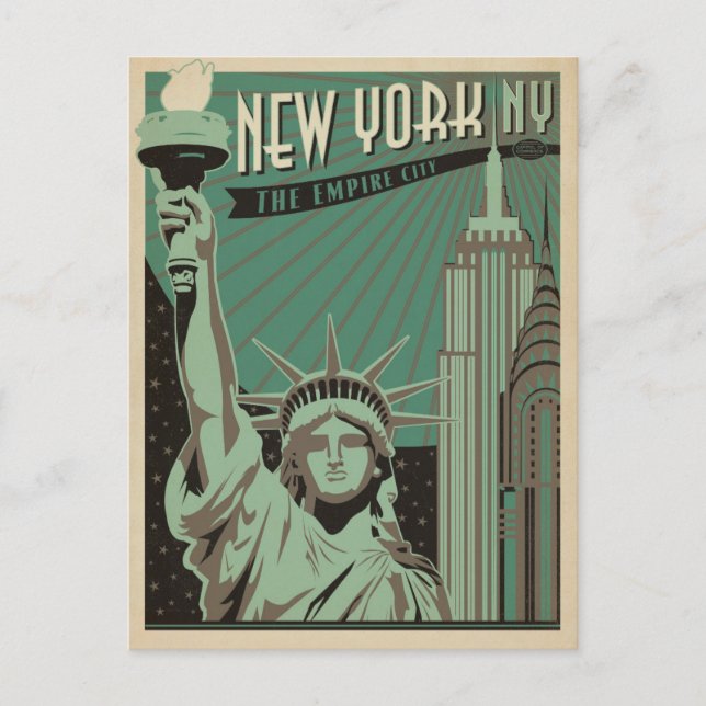 Postal De Anuncios Guardar la Fecha | Nueva York - La Ciudad Imperio (Anverso)