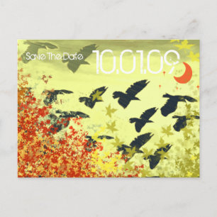 Postal De Anuncios Guardar la fecha - Pájaros de hojas de pájaro