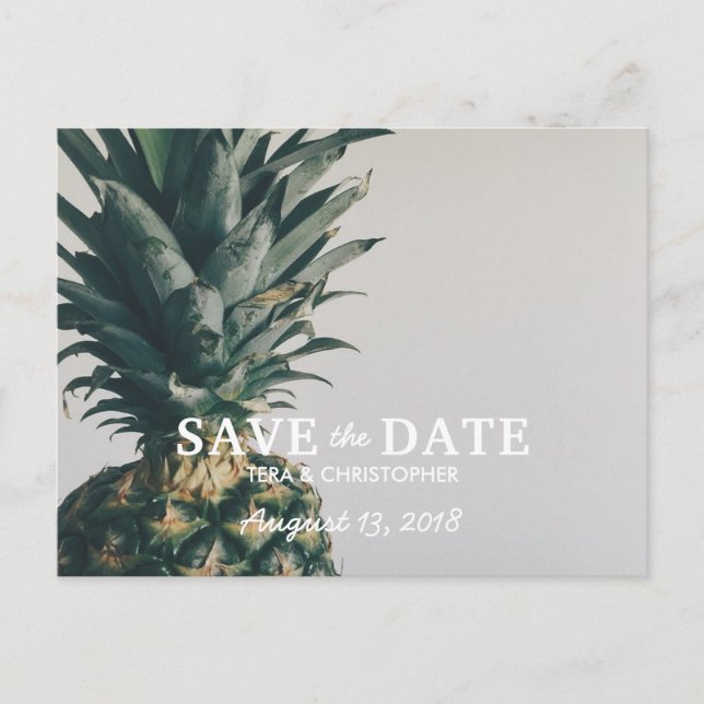 Postal De Anuncios Guardar la Fecha para Boda en Playa de Piña (Anverso)