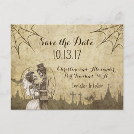Postal De Anuncios Guardar la fecha para el Boda de Halloween con esq