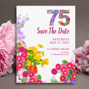 Postal De Anuncios Guardar la fecha para el jardín floral del 75 cump