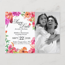 Postal De Anuncios Guardar la fecha para jardín acuarela rosa naranja