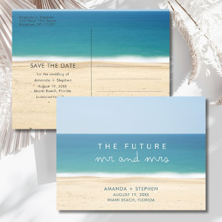 Postal De Anuncios Guardar la Fecha para la Boda de Sr y Sra Playa