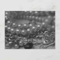 Guardar la Fecha Perlas Elegantes en Blanco y Negr
