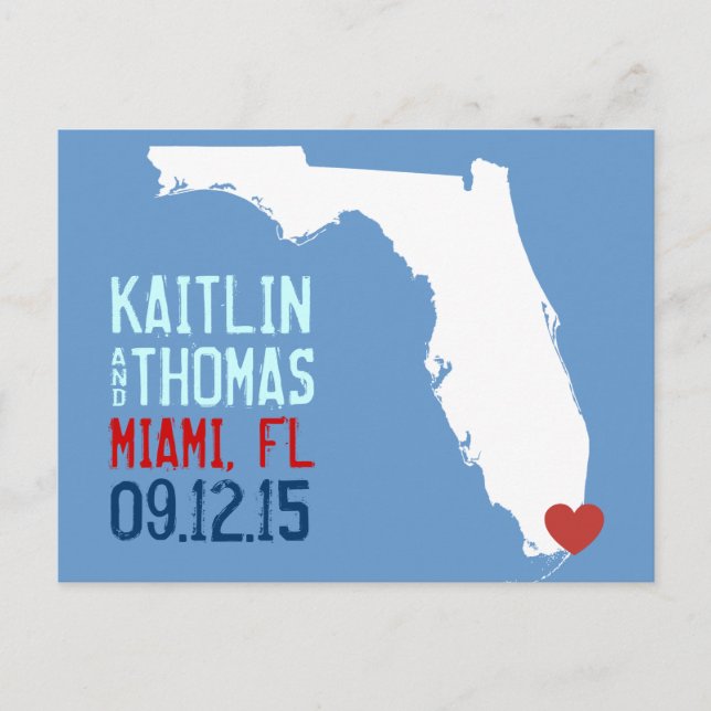 Postal De Anuncios Guardar la Fecha - Personalizable - Florida (Anverso)