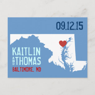 Postal De Anuncios Guardar la fecha - Personalizable - Maryland