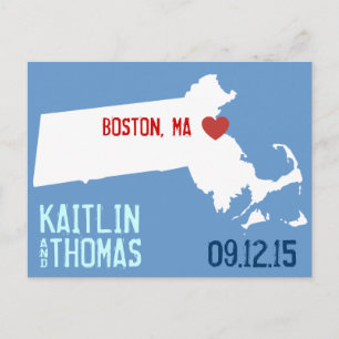 Postal De Anuncios Guardar la fecha - Personalizable - Massachusetts