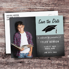 Postal De Anuncios Guardar la fecha Pizarra Niño`s Foto Graduación