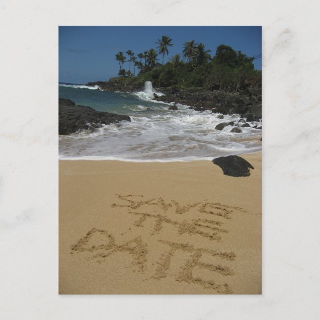 Postal De Anuncios Guardar La Fecha - Playa (Anverso)
