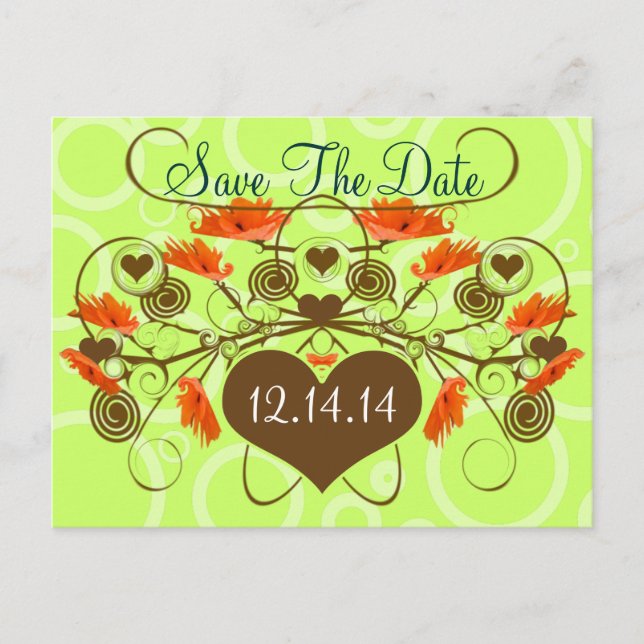 Postal De Anuncios Guardar la fecha -Poppies con un borde (Anverso)