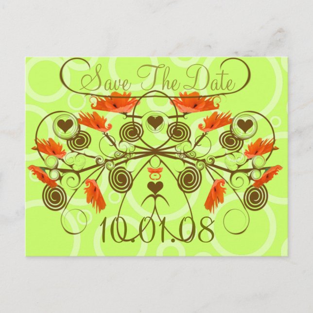 Postal De Anuncios Guardar la fecha -Poppies con un borde (Anverso)