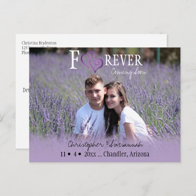 Postal De Anuncios Guardar la fecha por siempre Corazones enlazados m (Anverso / Reverso)