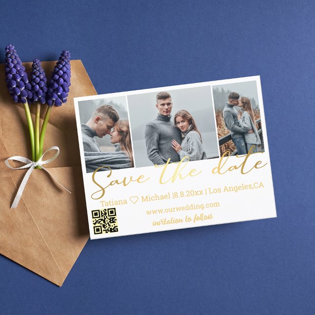 Postal De Anuncios guardar la fecha qr código 3 boda de collage de fo (Subido por el creador)