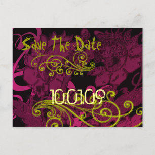 Postal De Anuncios Guardar la fecha- Rasberry Floral Dolor -