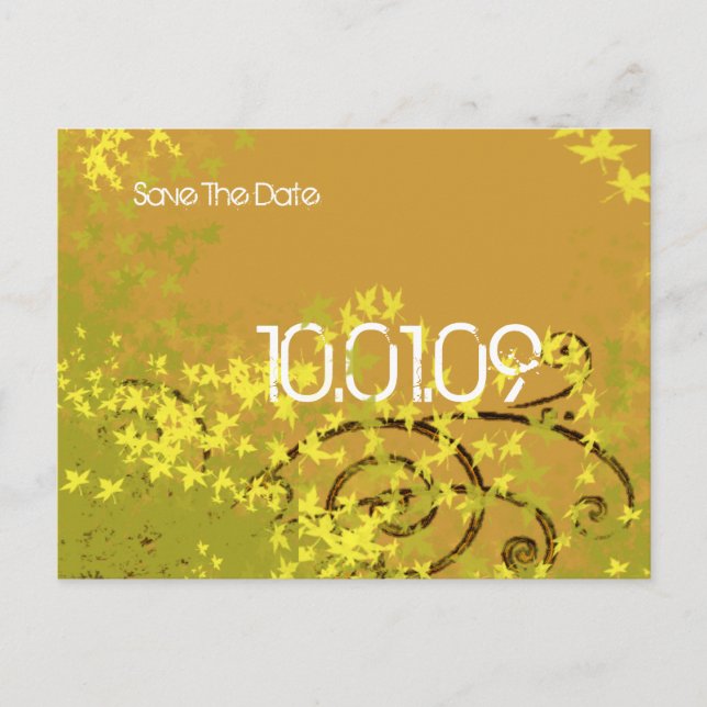 Postal De Anuncios Guardar la Fecha - Remolinos de Hojas - (Anverso)