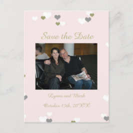 Postal De Anuncios Guardar la fecha rosa y dorado