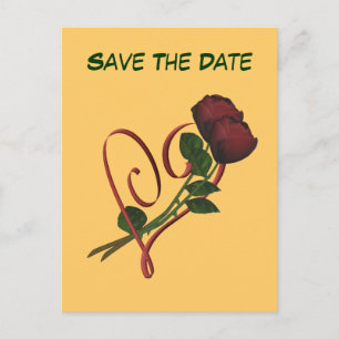 Postal De Anuncios Guardar la fecha Rosas Rojas Corazones Flor Tarjet