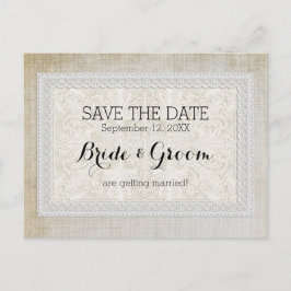 Postal De Anuncios Guardar la fecha Rústica de encaje con la línea vi