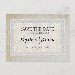 Postal De Anuncios Guardar la fecha Rústica de encaje con la línea vi