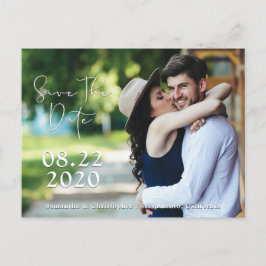 Postal De Anuncios Guardar la fecha Sombra Blanca Script | 2 Fotos