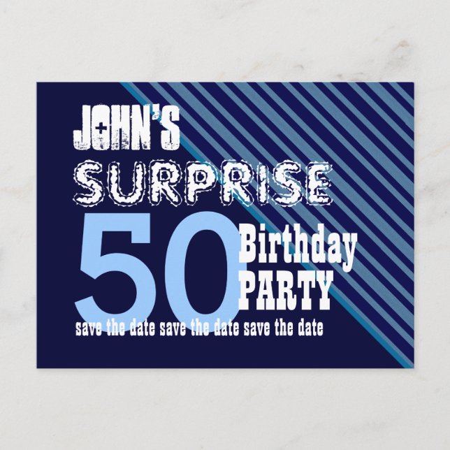 Postal De Anuncios Guardar la fecha sorpresa de cumpleaños número 50  (Anverso)